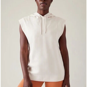 Athleta Sundown Sweatshirt Tank WMNS XS Cream Sleeveless Hoodie Top Athleisure